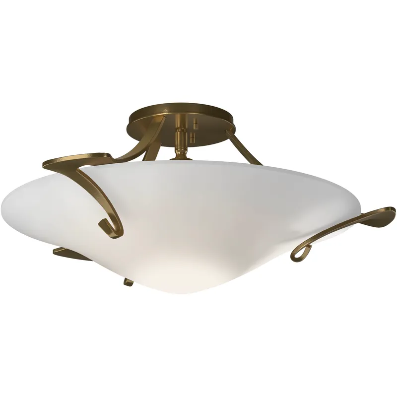 Antasia 1 Light 22.3 inch Modern Brass Semi-Flush Ceiling Light in Opal