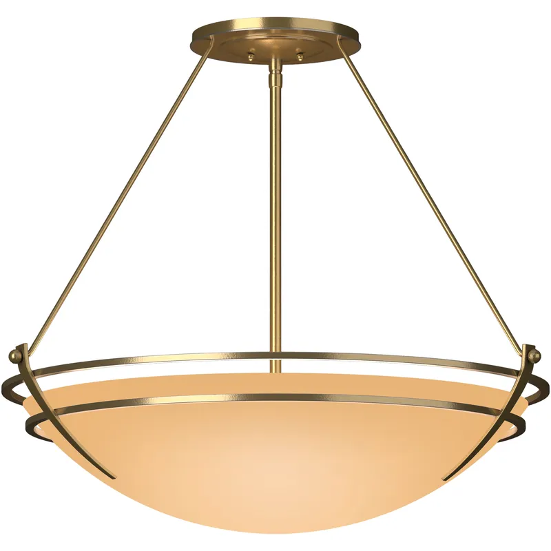 Presidio Tryne 3 Light 28.6 inch Modern Brass Semi-Flush Ceiling Light in Sand, Large