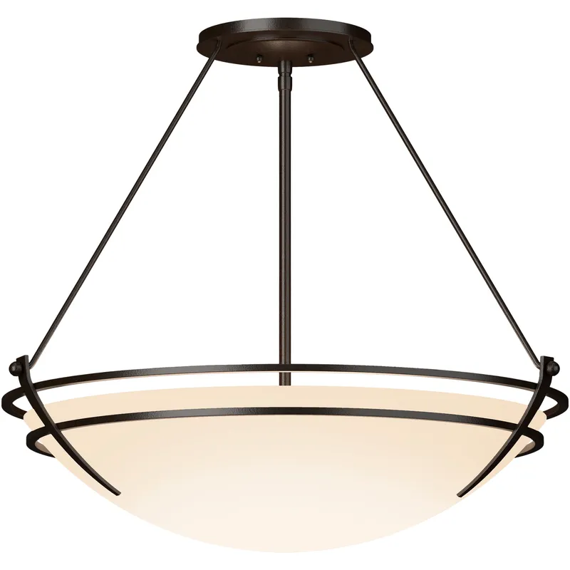 Presidio Tryne 3 Light 28.6 inch Oil Rubbed Bronze Semi-Flush Ceiling Light in Opal, Large
