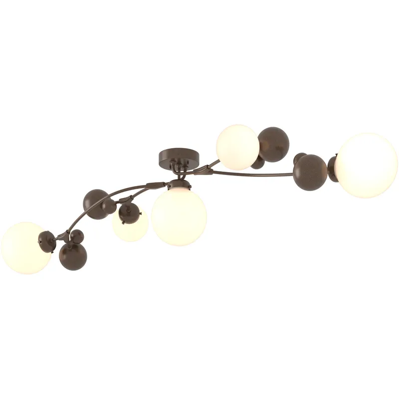 Sprig 5 Light 61.7 inch White Semi-Flush Ceiling Light in Opal