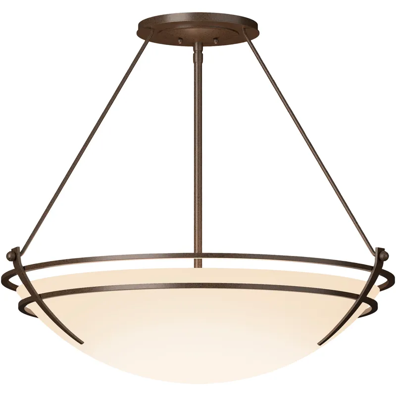 Presidio Tryne 3 Light 28.6 inch Bronze Semi-Flush Ceiling Light in Opal, Large
