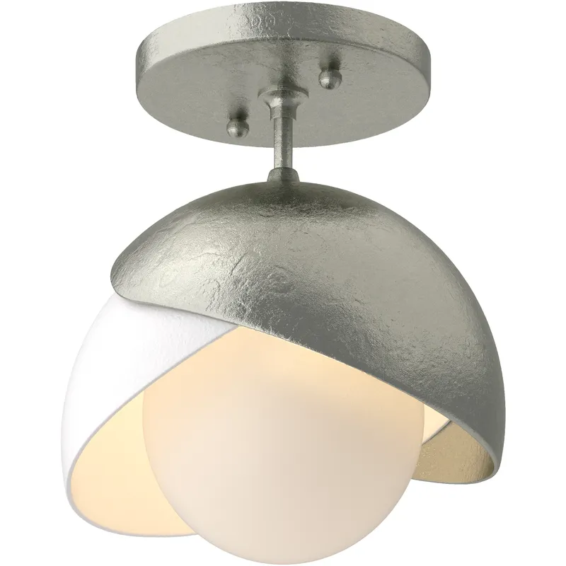 Brooklyn 1 Light 6 inch Sterling and Modern Brass Semi-Flush Ceiling Light in Sterling/Modern Brass