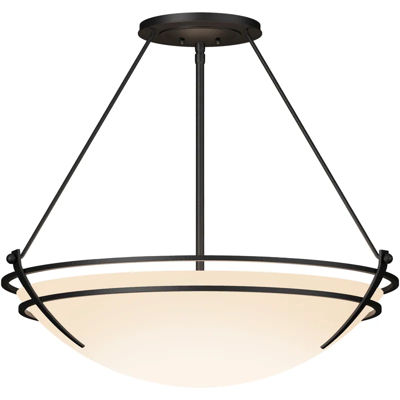 Presidio Tryne 3 Light 28.6 inch Black Semi-Flush Ceiling Light in Opal, Large
