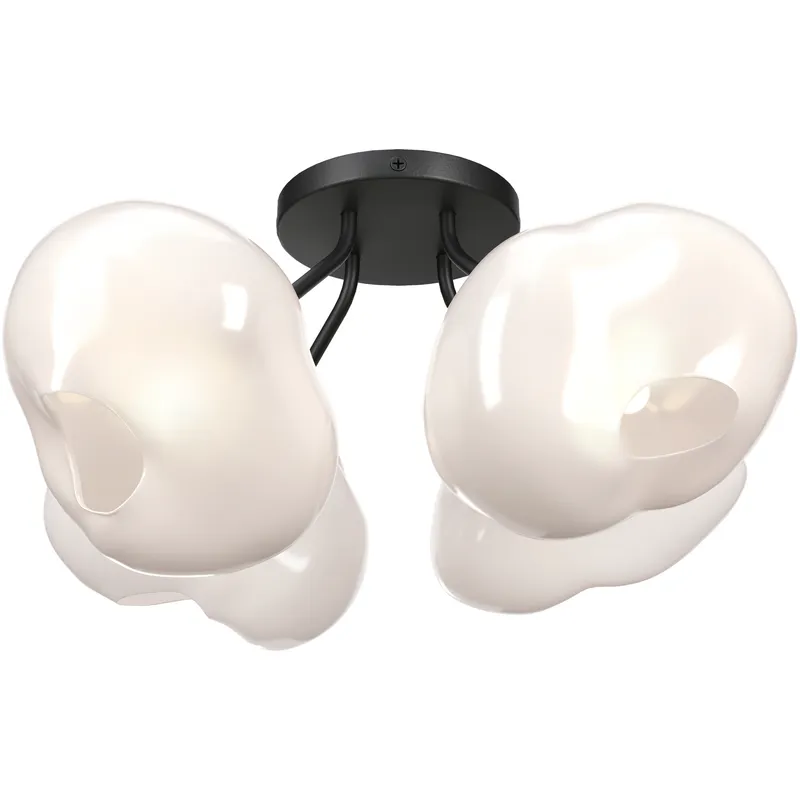 Ume 4 Light 15.2 inch Black Semi-Flush Ceiling Light in Frosted