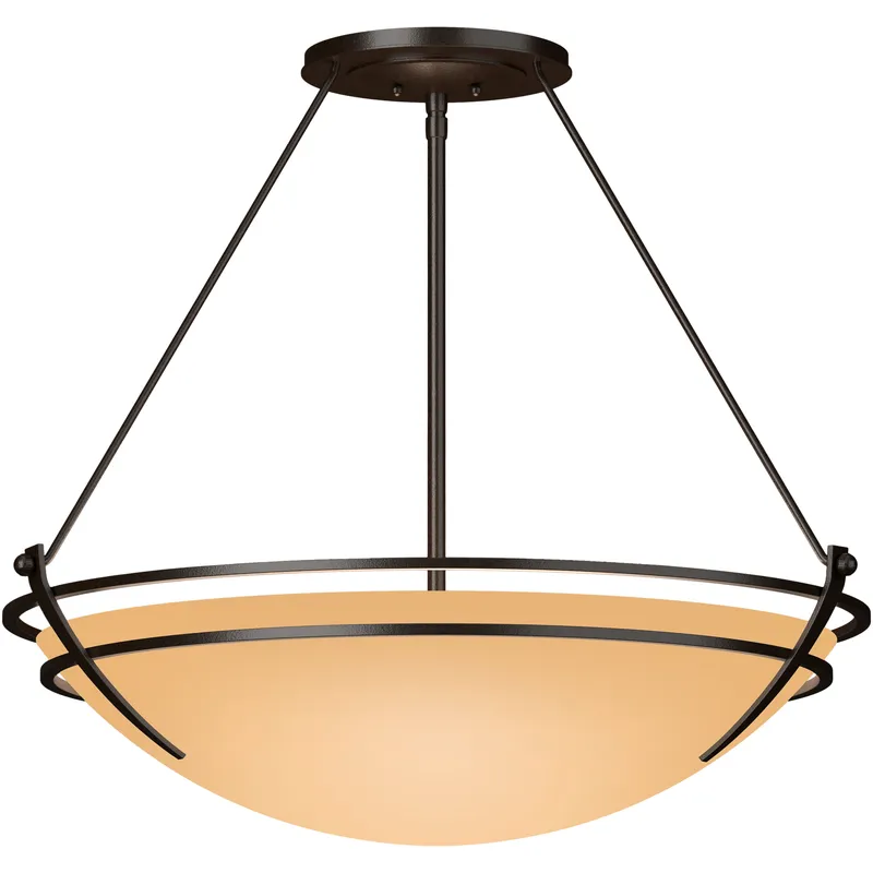 Presidio Tryne 3 Light 28.6 inch Oil Rubbed Bronze Semi-Flush Ceiling Light in Sand, Large