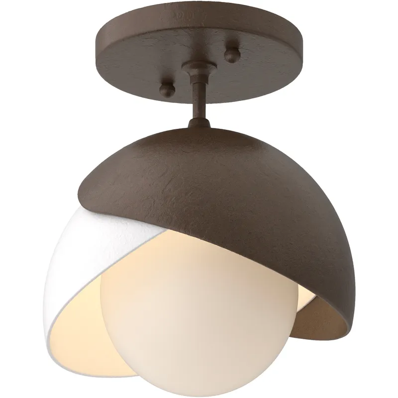 Brooklyn 1 Light 6 inch White and Soft Gold Semi-Flush Ceiling Light