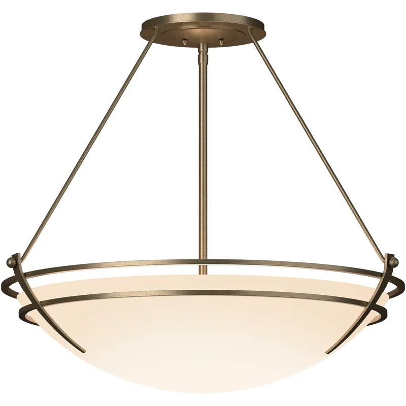 Presidio Tryne 3 Light 28.6 inch Soft Gold Semi-Flush Ceiling Light in Opal, Large