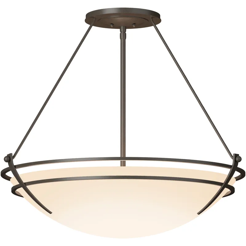 Presidio Tryne 3 Light 28.6 inch Dark Smoke Semi-Flush Ceiling Light in Opal, Large