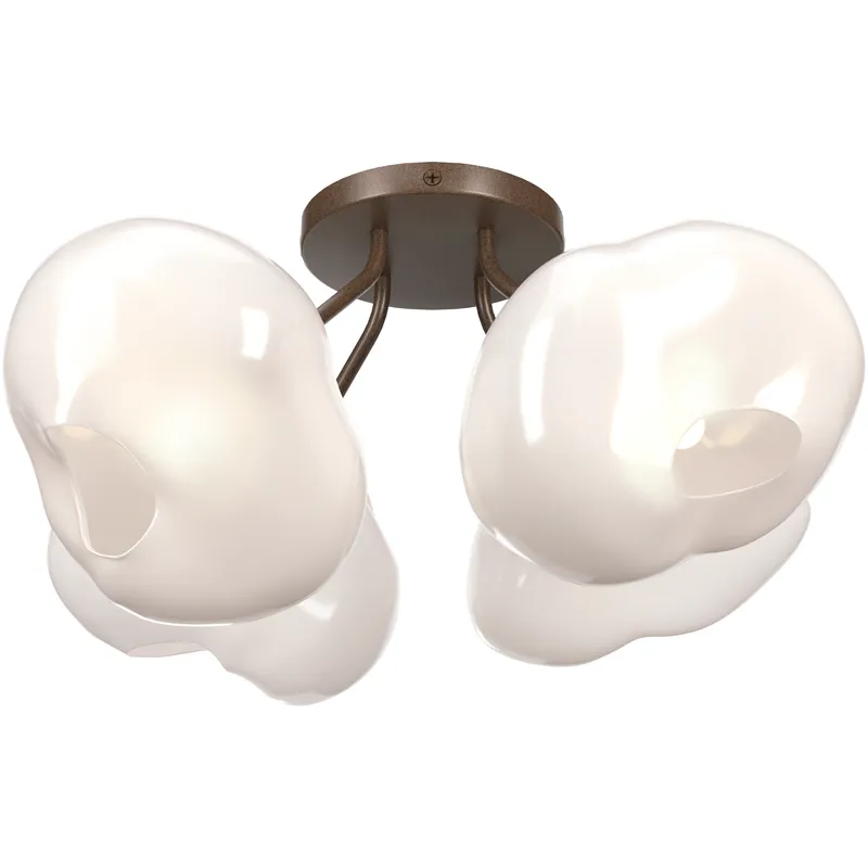 Ume 4 Light 15.2 inch White Semi-Flush Ceiling Light in Frosted
