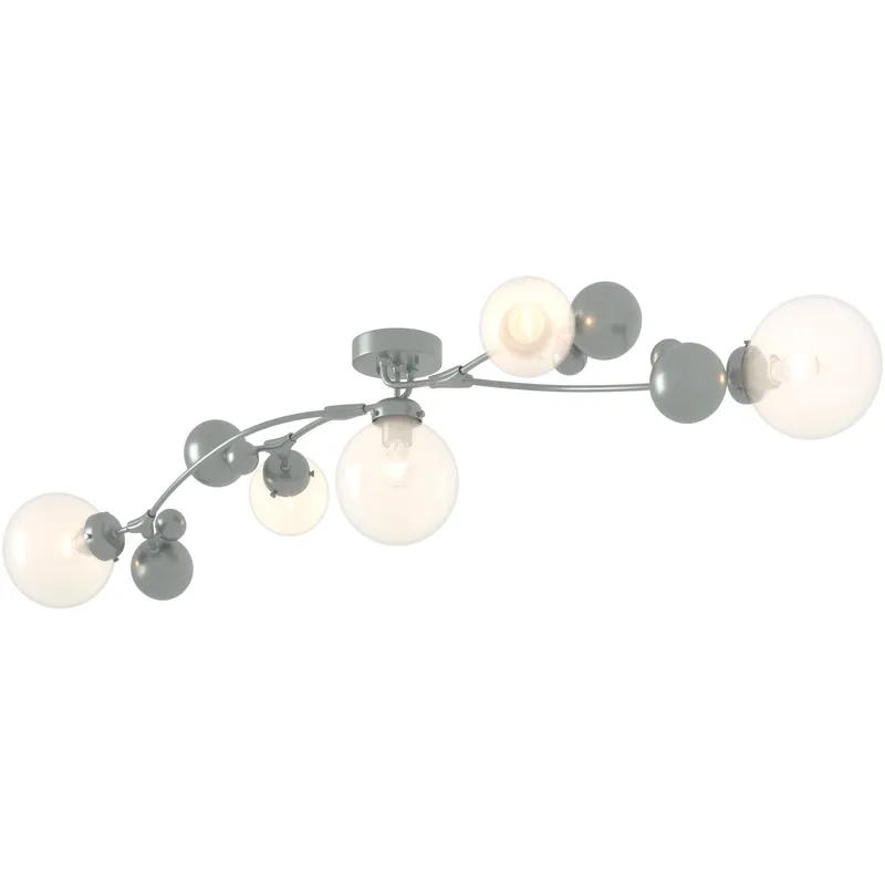 Sprig 5 Light 21 inch Vintage Platinum Semi-Flush Ceiling Light in Opaline