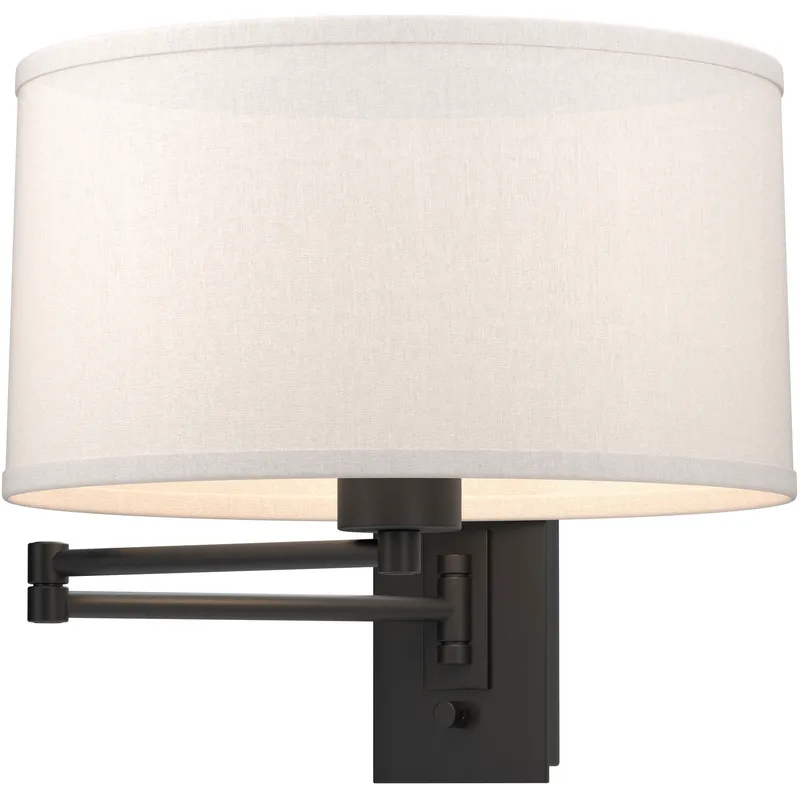 Simple 23 inch 100 watt Black Swing Arm Sconce Wall Light in Flax