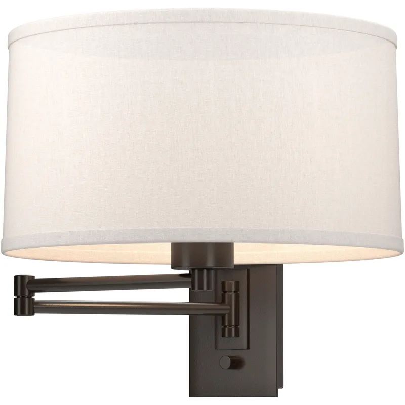 Simple 23 inch 100 watt Oil Rubbed Bronze Swing Arm Sconce Wall Light in Flax