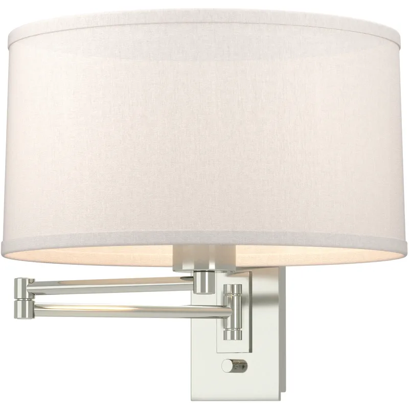 Simple 23 inch 100 watt Sterling Swing Arm Sconce Wall Light in Flax