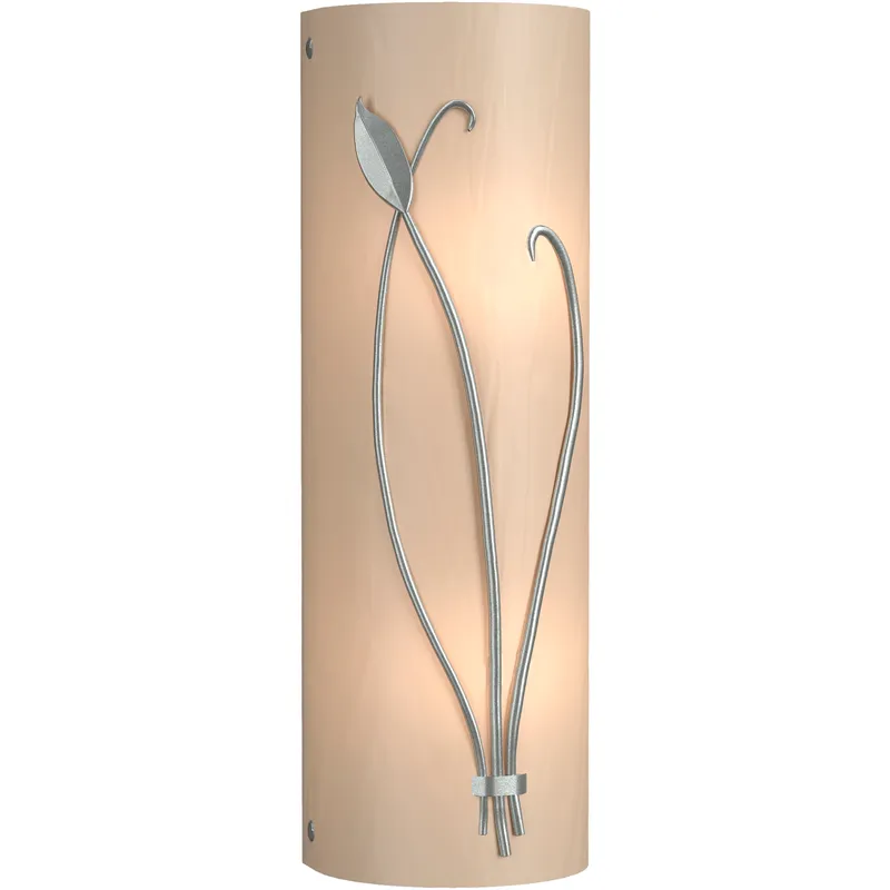 Forged Leaf and Stem 2 Light 5.5 inch Vintage Platinum Sconce Wall Light in White Art, Right