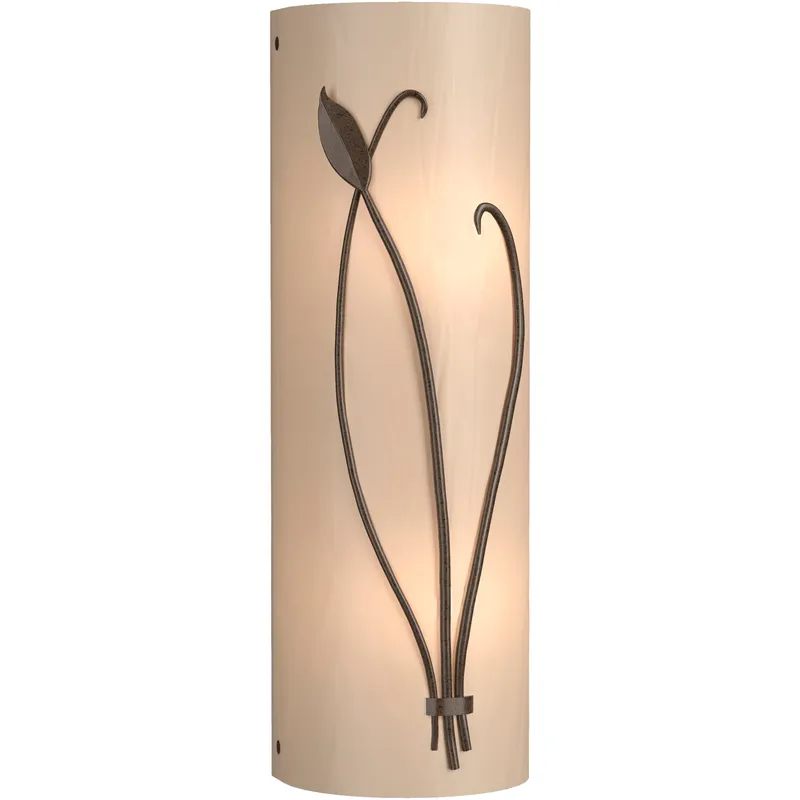 Forged Leaf and Stem 2 Light 5.5 inch Ink Sconce Wall Light in White Art, Right