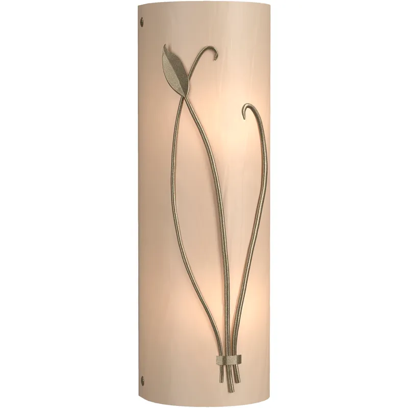 Forged Leaf and Stem 2 Light 5.5 inch Soft Gold Sconce Wall Light in White Art, Right