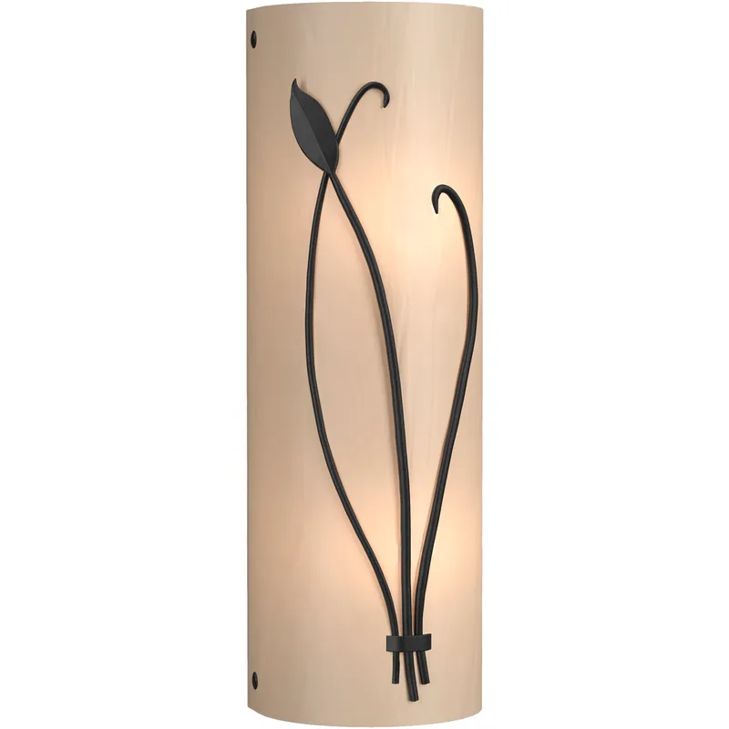 Forged Leaf and Stem 2 Light 5.5 inch Black Sconce Wall Light in White Art, Right