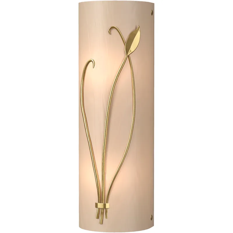 Forged Leaf and Stem 2 Light 5.5 inch Modern Brass Sconce Wall Light in White Art, Left