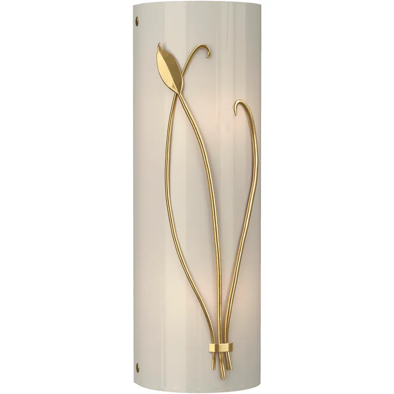 Forged Leaf and Stem 2 Light 5.5 inch Modern Brass Sconce Wall Light in Ivory Art, Right