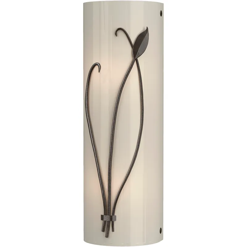 Forged Leaf and Stem 2 Light 5.5 inch Oil Rubbed Bronze Sconce Wall Light in Ivory Art, Left
