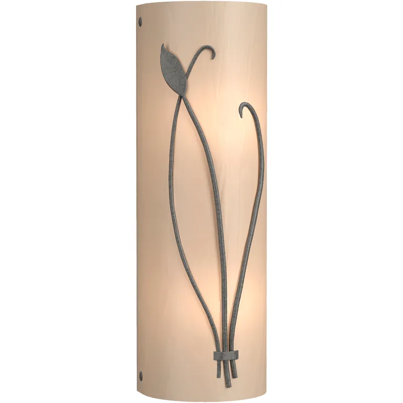 Forged Leaf and Stem 2 Light 5.5 inch Natural Iron Sconce Wall Light in White Art, Right