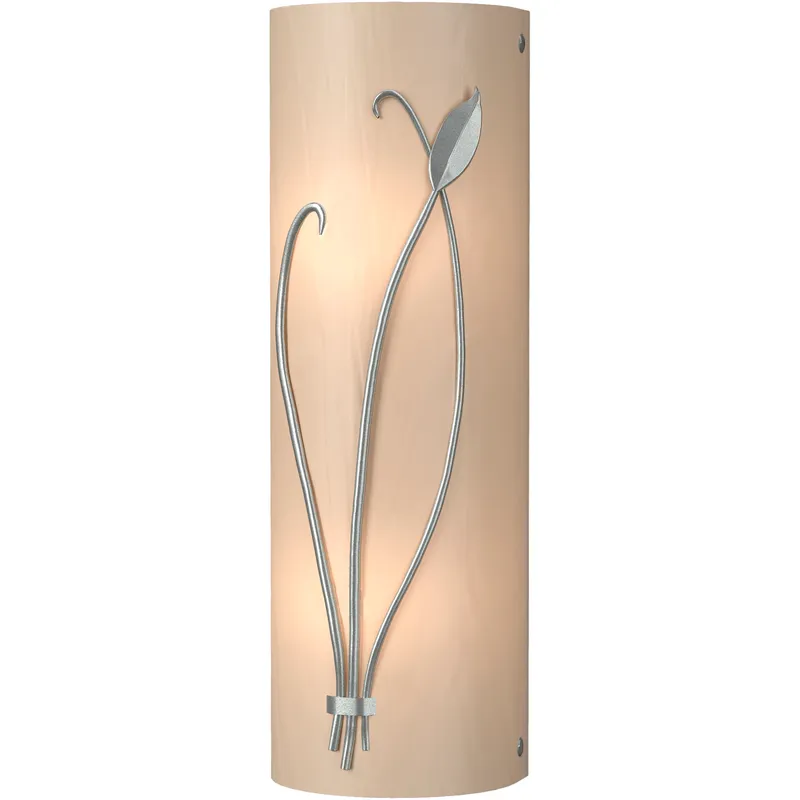 Forged Leaf and Stem 2 Light 5.5 inch Vintage Platinum Sconce Wall Light in White Art, Left