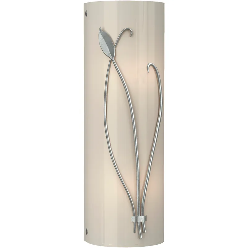 Forged Leaf and Stem 2 Light 5.5 inch Vintage Platinum Sconce Wall Light in Ivory Art, Right