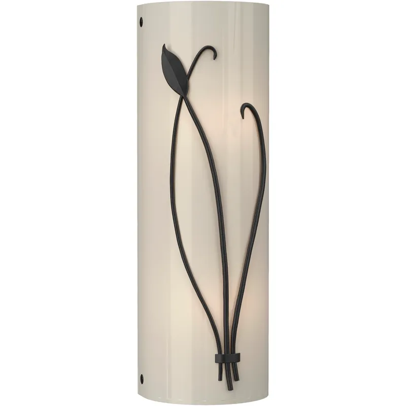 Forged Leaf and Stem 2 Light 5.5 inch Black Sconce Wall Light in Ivory Art, Right