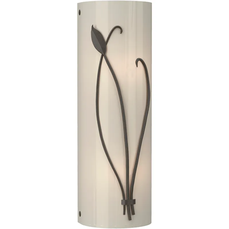 Forged Leaf and Stem 2 Light 5.5 inch Dark Smoke Sconce Wall Light in Ivory Art, Right