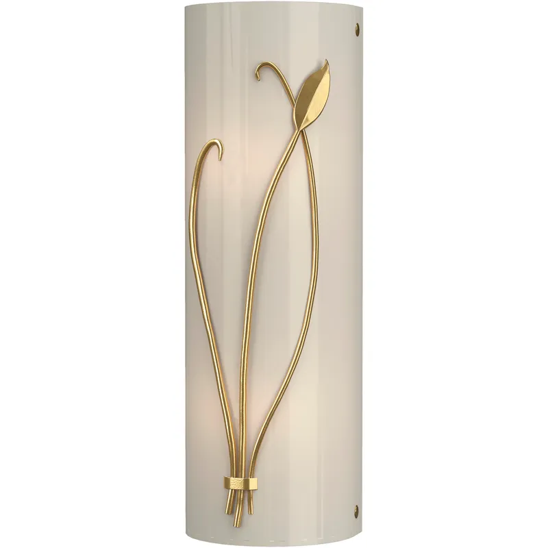 Forged Leaf and Stem 2 Light 5.5 inch Modern Brass Sconce Wall Light in Ivory Art, Left