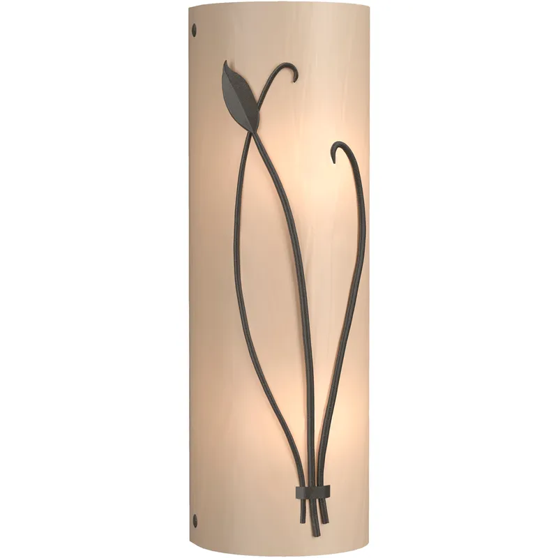 Forged Leaf and Stem 2 Light 5.5 inch Dark Smoke Sconce Wall Light in White Art, Right