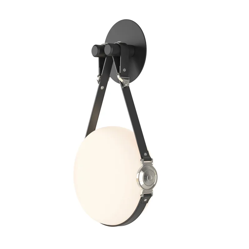 Derby LED 10.9 inch Black and Polished Nickel ADA Sconce Wall Light in Leather Black/Non-Branded Plate, Black/Polished Nickel