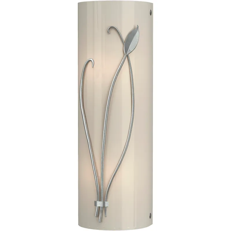 Forged Leaf and Stem 2 Light 5.5 inch Vintage Platinum Sconce Wall Light in Ivory Art, Left