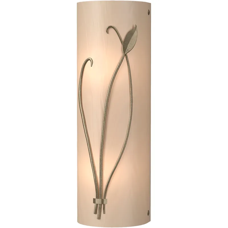 Forged Leaf and Stem 2 Light 5.5 inch Soft Gold Sconce Wall Light in White Art, Left