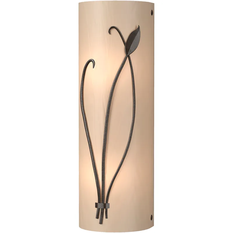 Forged Leaf and Stem 2 Light 5.5 inch Oil Rubbed Bronze Sconce Wall Light in White Art, Left