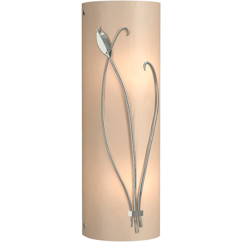 Forged Leaf and Stem 2 Light 5.5 inch Sterling Sconce Wall Light in White Art, Right