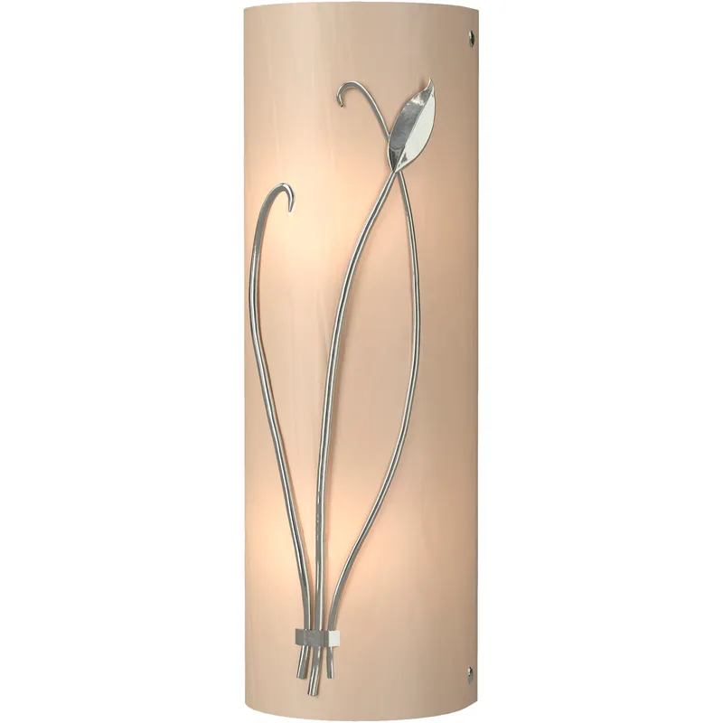 Forged Leaf and Stem 2 Light 5.5 inch Sterling Sconce Wall Light in White Art, Left