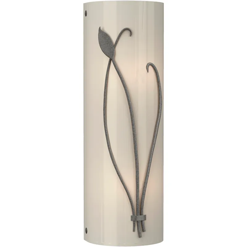 Forged Leaf and Stem 2 Light 5.5 inch Natural Iron Sconce Wall Light in Ivory Art, Right