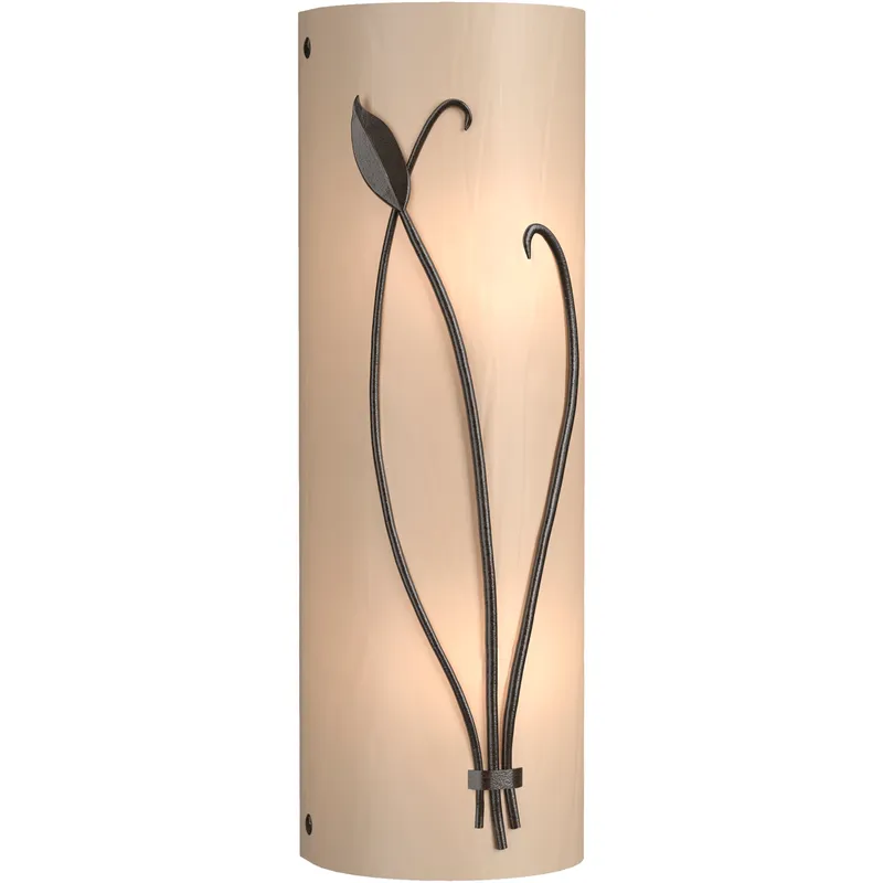 Forged Leaf and Stem 2 Light 5.5 inch Oil Rubbed Bronze Sconce Wall Light in White Art, Right