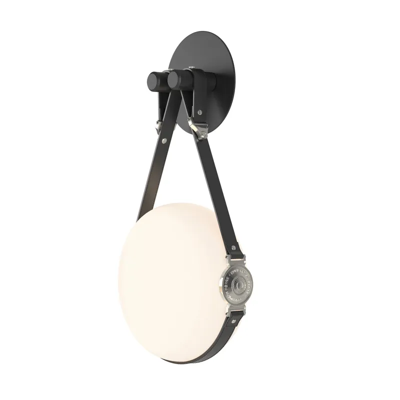 Derby LED 10.9 inch Black and Polished Nickel ADA Sconce Wall Light in Leather Black/Hubbardton forge Branded Plate, Black/Polished Nickel