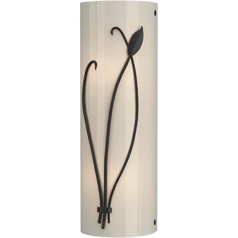 Forged Leaf and Stem 2 Light 5.5 inch Black Sconce Wall Light in Ivory Art, Left