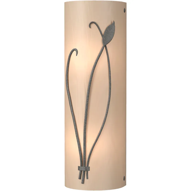 Forged Leaf and Stem 2 Light 5.5 inch Natural Iron Sconce Wall Light in White Art, Left