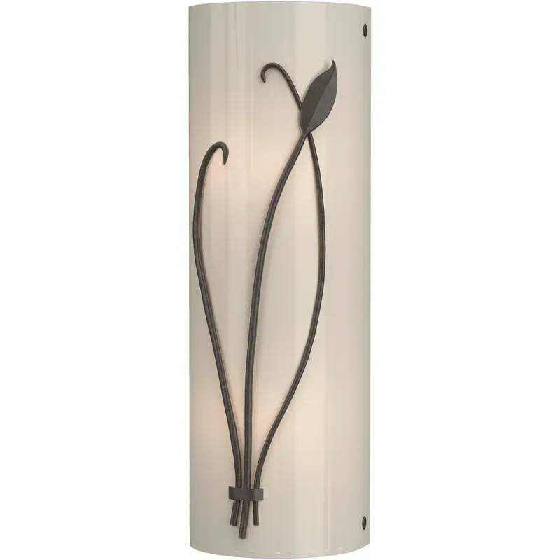 Forged Leaf and Stem 2 Light 5.5 inch Dark Smoke Sconce Wall Light in Ivory Art, Left