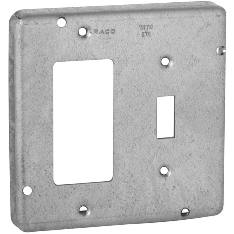 4-11/16" Square Exposed Work Cover, (1) GFCI, (1) Toggle Switch
