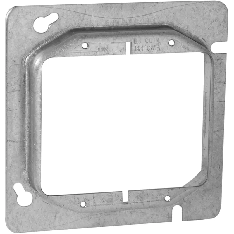 4-11/16" Square Cover, 2-Device, Mud Ring, 3/4" Raised, Drawn