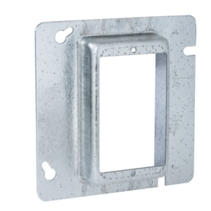 4-11/16" Square Cover, 1-Device, Mud Ring, 1" Raised, Drawn