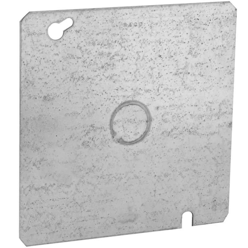 4-11/16" Square Cover, Flat, 1/2" Knockout in Center
