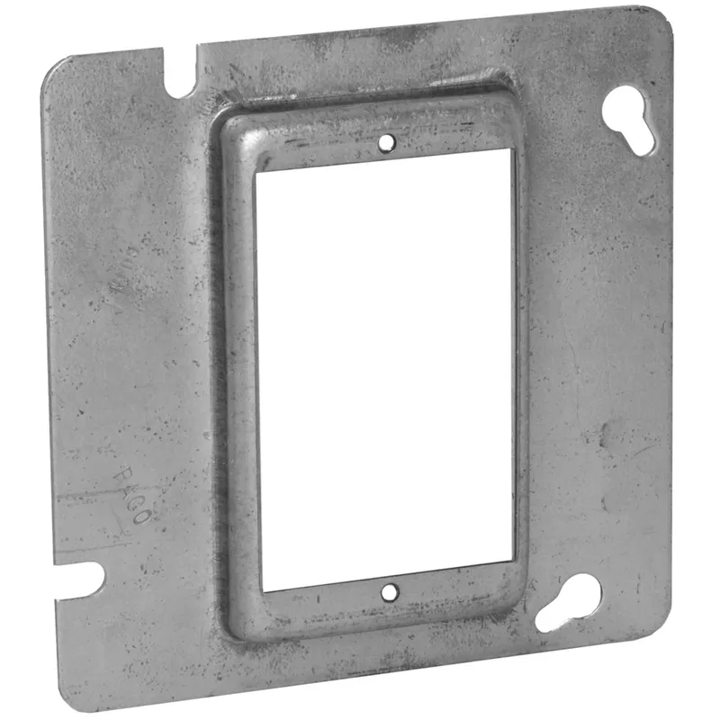 4-11/16" Square Cover, 1-Device, Mud Ring, 1/2" Raised, Drawn