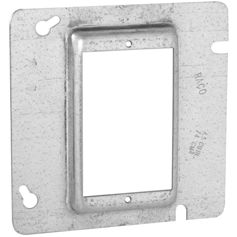 4-11/16" Square Cover, 1-Device, Mud Ring, 5/8" Raised, Drawn