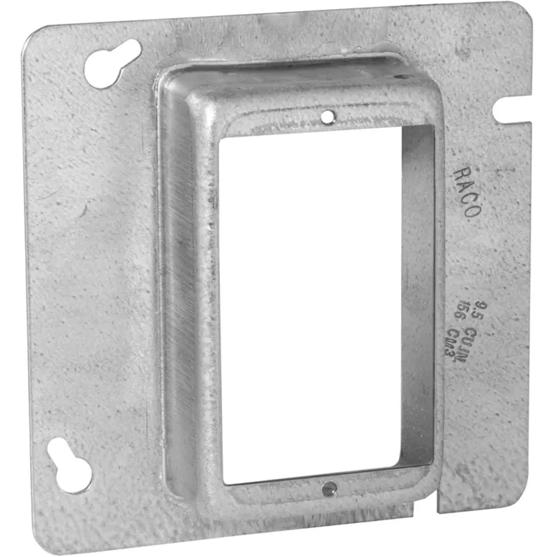 4-11/16" Square Cover, 1-Device, Mud Ring, 1-1/4" Raised, Drawn